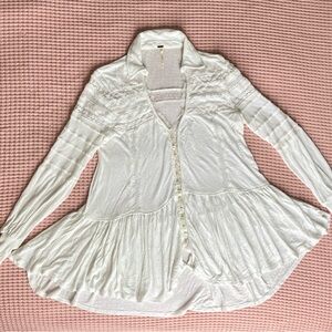 Free People White Button-Down Tunic